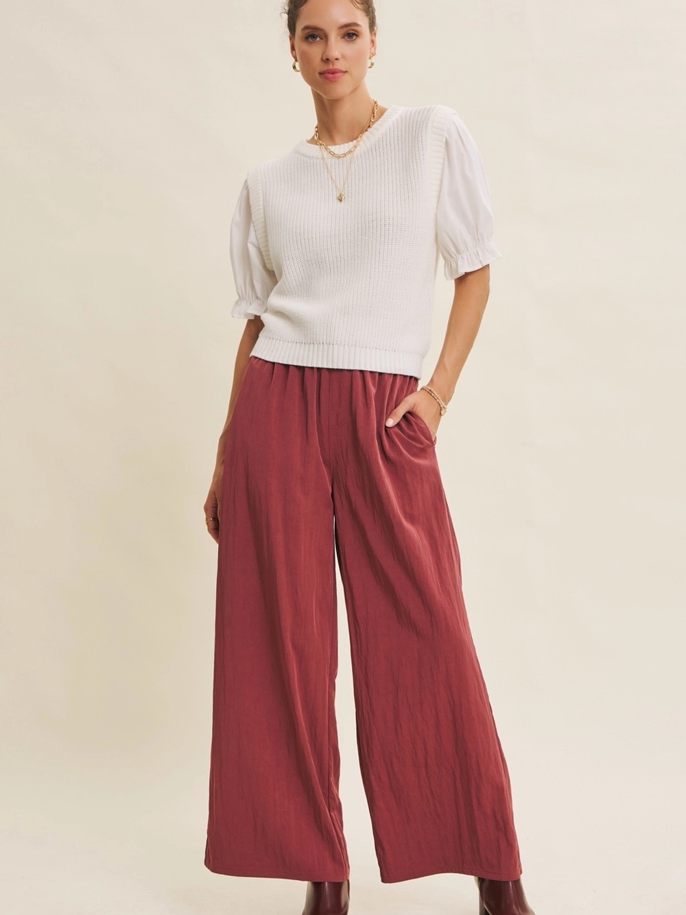 Elegant with Every Step Washed Look Wide-Leg Pants Size Medium